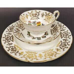Vintage Paragon Coat of Arms Canada Fine Bone China Trio Cup, Saucer & Plate